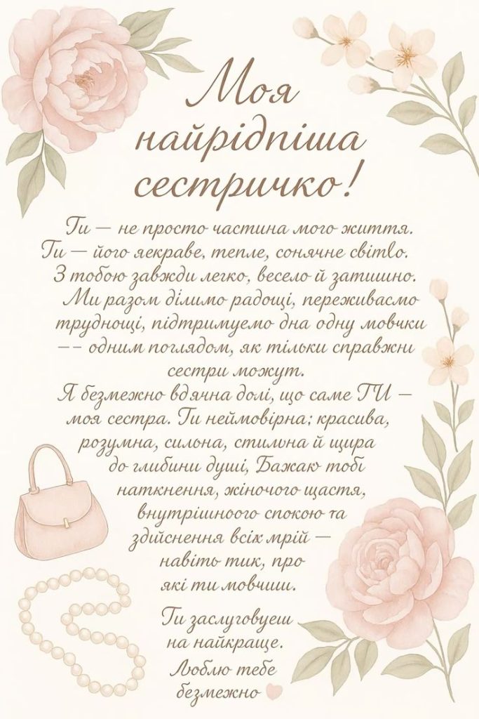 Привітання з Днем народження сестрі картинка 6