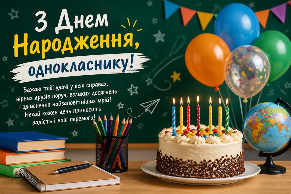 Світлі спогади шкільних коридорів і теплі миті дружби: привітання з днем народження однокласника та картинки